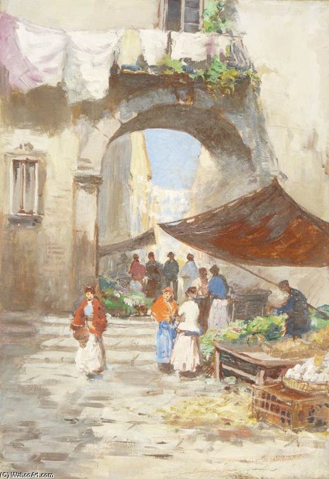 Wikioo.org - The Encyclopedia of Fine Arts - Painting, Artwork by Oscar Ricciardi - A Continental Market