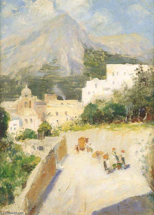 WikiOO.org - Encyclopedia of Fine Arts - Lukisan, Artwork Oscar Ricciardi - Per La Strada A Capri