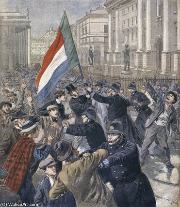 Wikioo.org - The Encyclopedia of Fine Arts - Painting, Artwork by Oswaldo Tofani - Ireland, Demonstration Against Chamberlain