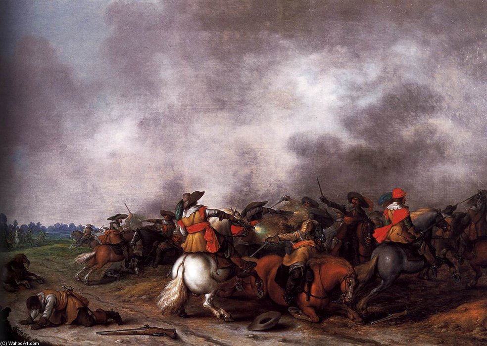 WikiOO.org - אנציקלופדיה לאמנויות יפות - ציור, יצירות אמנות Palamedes Palamedesz - Cavalry Battle