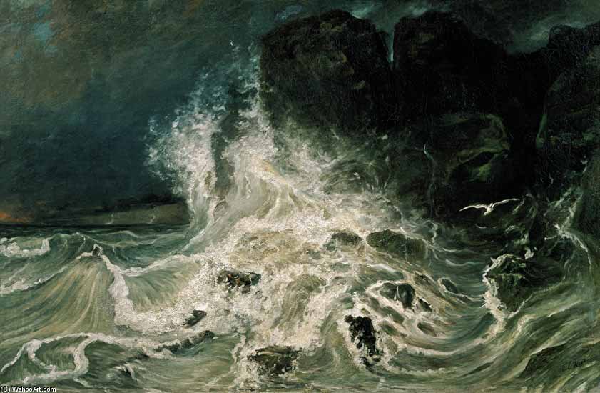 WikiOO.org - Güzel Sanatlar Ansiklopedisi - Resim, Resimler Paul Huet - Rough Sea At Granville