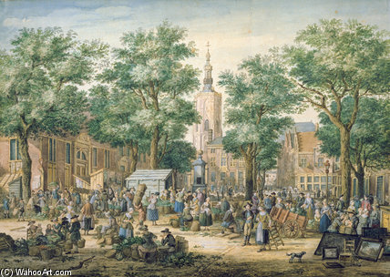 Wikioo.org - The Encyclopedia of Fine Arts - Painting, Artwork by Paulus Constantin La Fargue - Market In The Hague,
