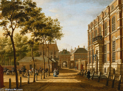 WikiOO.org - 백과 사전 - 회화, 삽화 Paulus Constantin La Fargue - The Mauritspoort And The Binnenhof Seen