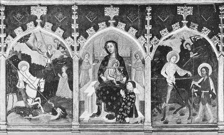 Wikioo.org - The Encyclopedia of Fine Arts - Painting, Artwork by Pere Serra - Madonna And Child With Saints George And Martin