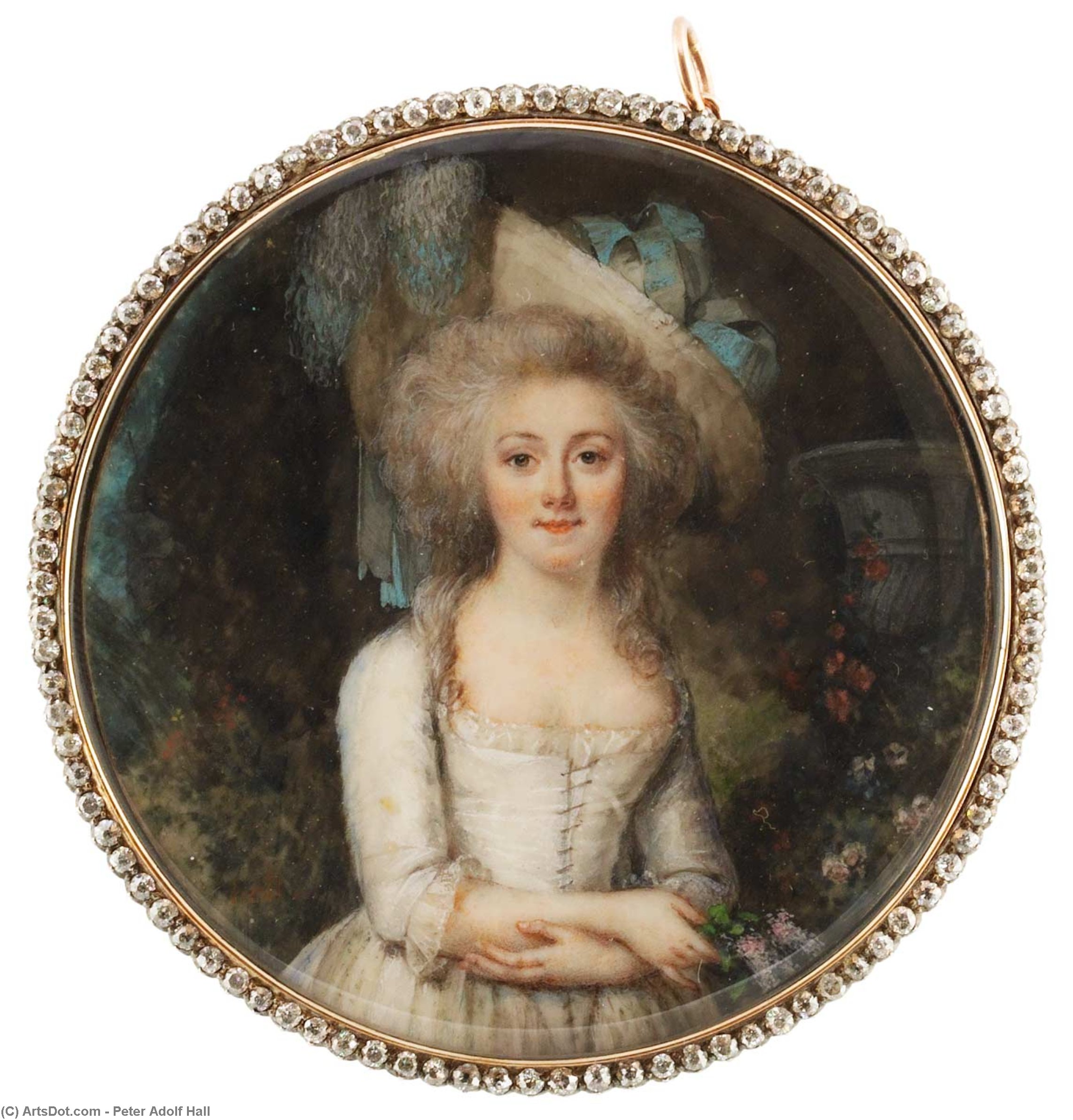 Wikioo.org - The Encyclopedia of Fine Arts - Painting, Artwork by Peter Adolf Hall - Portrait Of An Unknown Woman