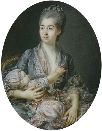Wikioo.org - The Encyclopedia of Fine Arts - Painting, Artwork by Peter Adolf Hall - Portrait Of Marie-suzanne Roslin With Her Daughter