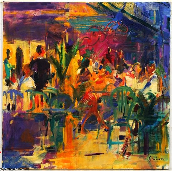 Wikioo.org – La Enciclopedia de las Bellas Artes - Pintura, Obras de arte de Peter Graham Ii - Cafe De La Place, St. Paul de Vence
