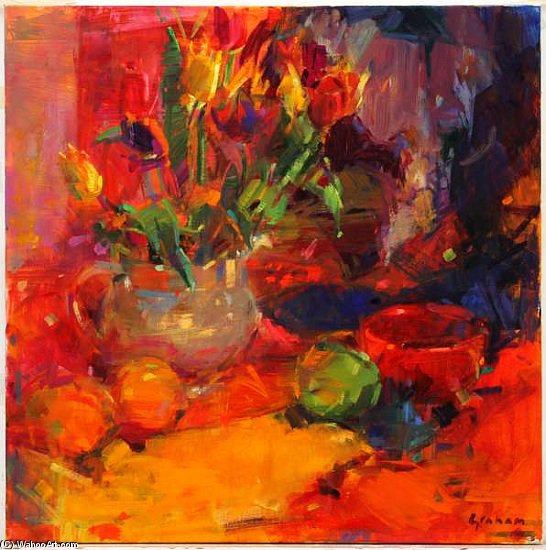 Wikioo.org - The Encyclopedia of Fine Arts - Painting, Artwork by Peter Graham Ii - Tulip Table
