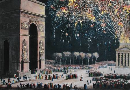 WikiOO.org - Enciclopédia das Belas Artes - Pintura, Arte por Philibert Louis Debucourt - View Of The Arc De Triomphe With Fireworks
