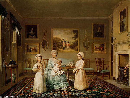 WikiOO.org - 百科事典 - 絵画、アートワーク George Philip Reinagle - 夫人コングリーブそして、彼らのロンドンドローイングルームで彼女の子供たち