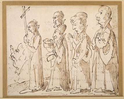 Wikioo.org - The Encyclopedia of Fine Arts - Painting, Artwork by Pier Leone Ghezzi - A Jesuit Procession, Caricatured With