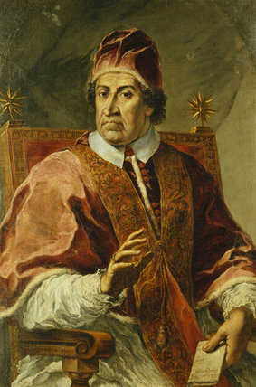 Wikioo.org - The Encyclopedia of Fine Arts - Painting, Artwork by Pier Leone Ghezzi - Portrait Of Pope Clement Xi, Seated Half Length,
