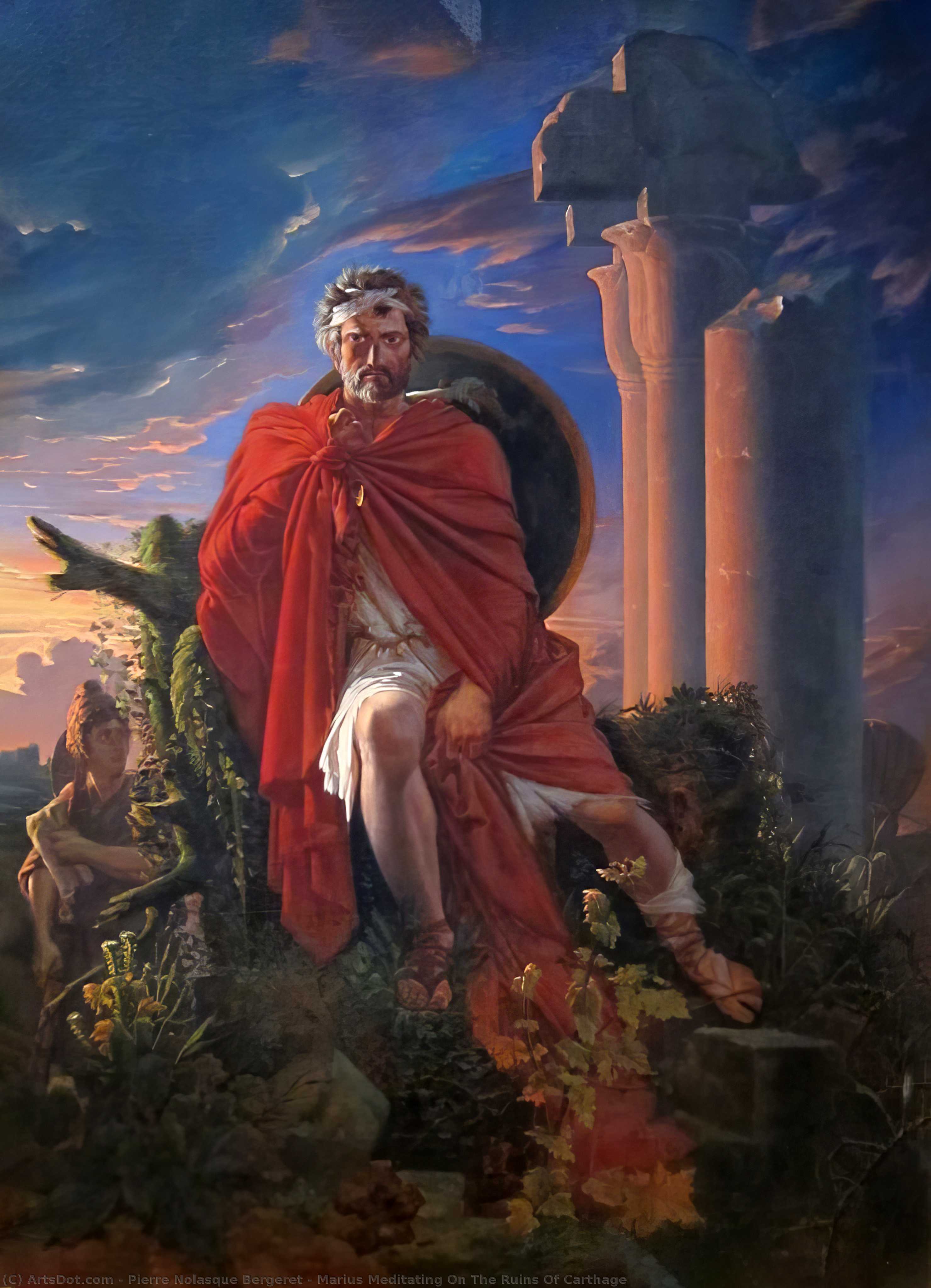 WikiOO.org - Encyclopedia of Fine Arts - Maleri, Artwork Pierre Nolasque Bergeret - Marius Meditating On The Ruins Of Carthage