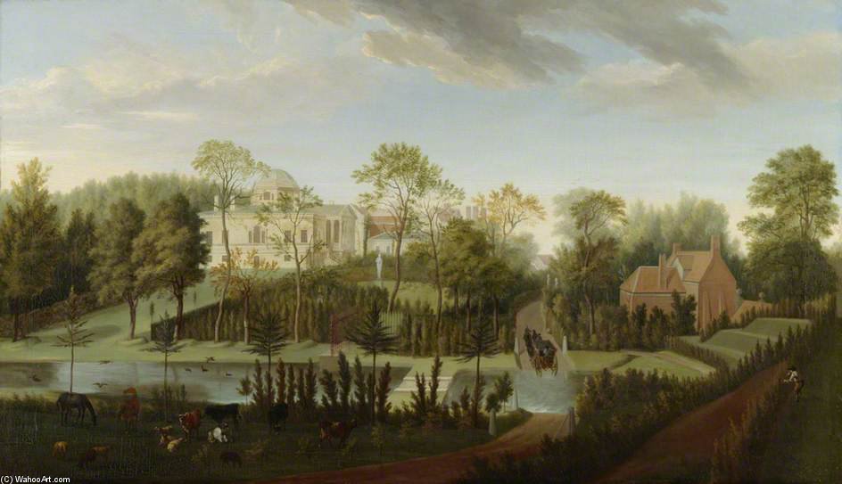 Wikioo.org - The Encyclopedia of Fine Arts - Painting, Artwork by Pieter Andreas Rysbrack - A View Of Chiswick House From The South West