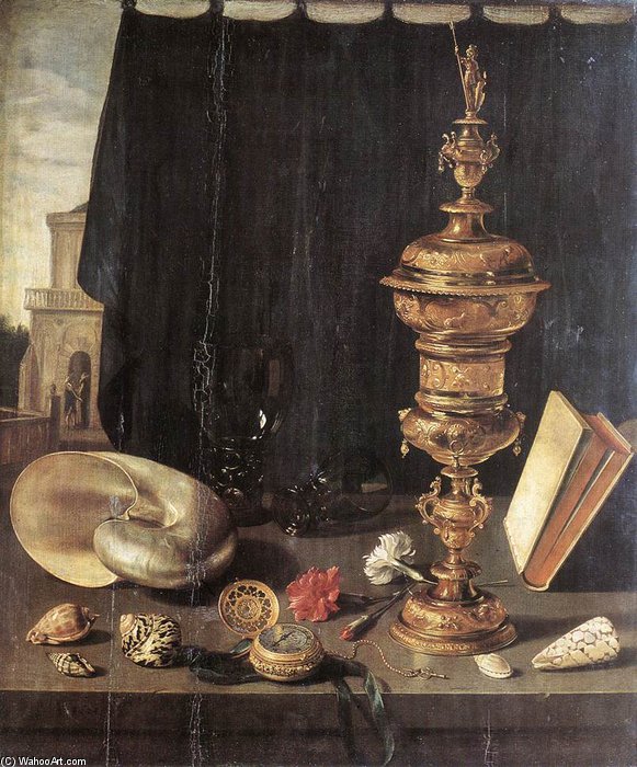 WikiOO.org - 百科事典 - 絵画、アートワーク Pieter Claesz - 静物 と一緒に 大きな 黄金の `goblet`