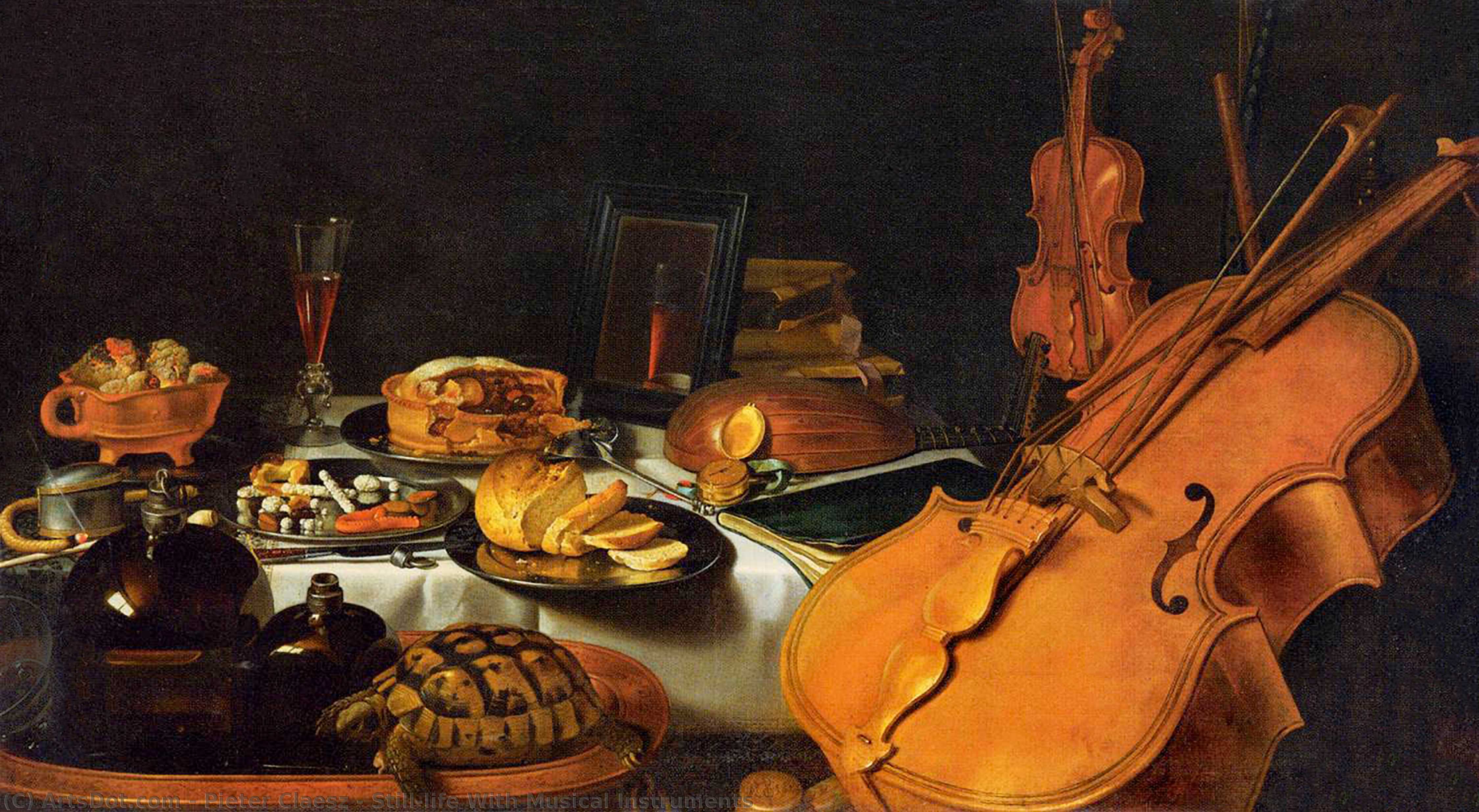Wikioo.org - The Encyclopedia of Fine Arts - Painting, Artwork by Pieter Claesz - Still-life With Musical Instruments