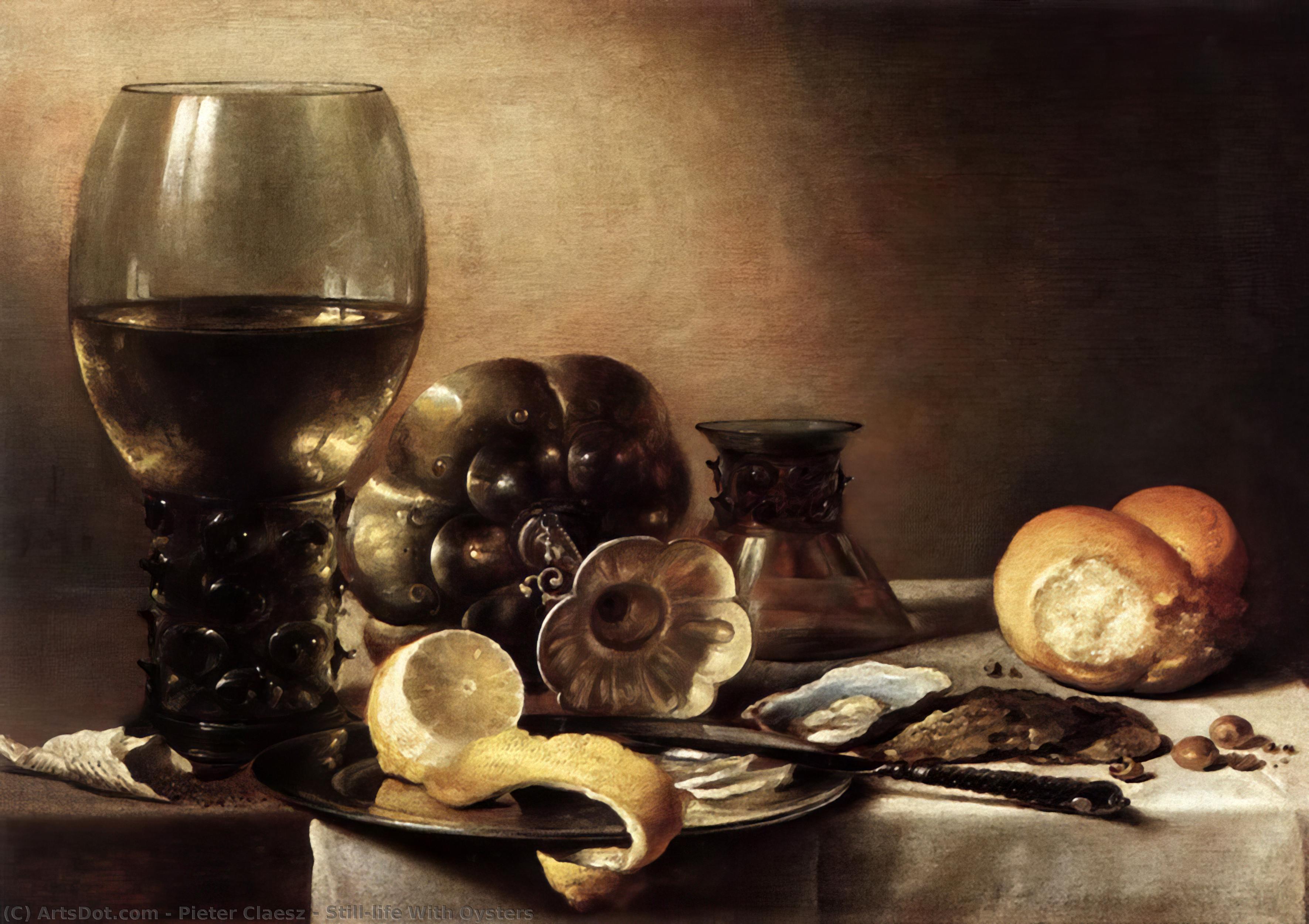 Wikioo.org – La Enciclopedia de las Bellas Artes - Pintura, Obras de arte de Pieter Claesz - Naturaleza muerta con ostras