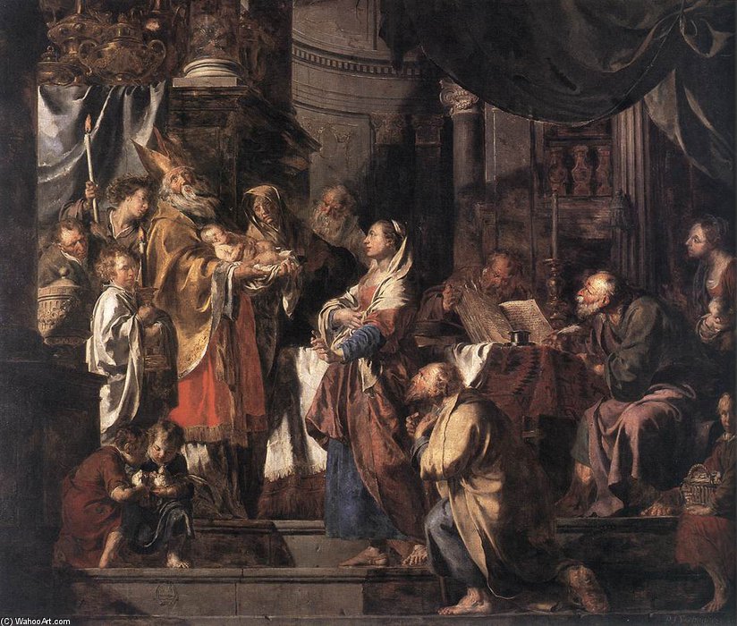 WikiOO.org - אנציקלופדיה לאמנויות יפות - ציור, יצירות אמנות Pieter Jozef Verhaghen - The Presentation In The Temple