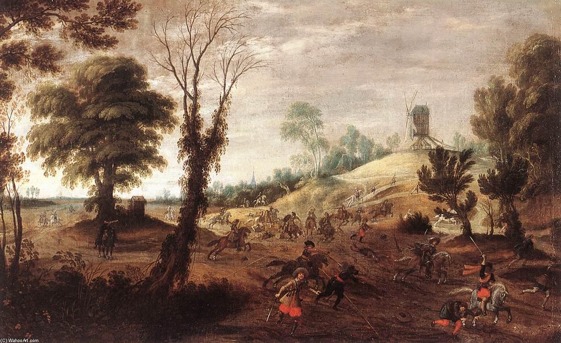 WikiOO.org - Enciclopédia das Belas Artes - Pintura, Arte por Pieter Meulener - Cavalry Skirmish