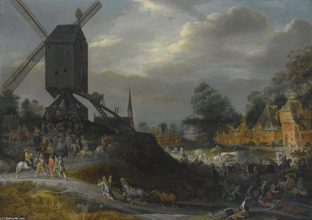 Wikioo.org - The Encyclopedia of Fine Arts - Painting, Artwork by Pieter Meulener - Sack Of A Flemish Village