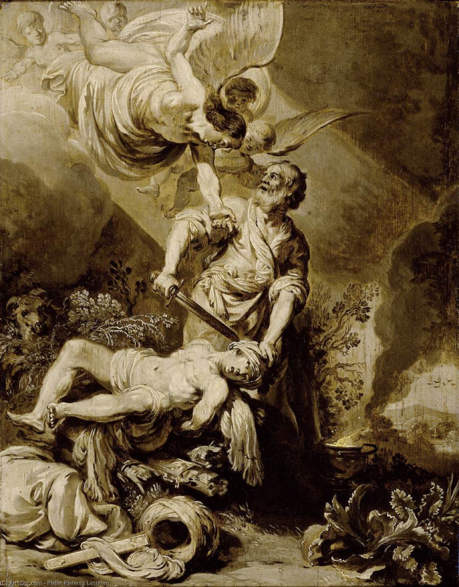 WikiOO.org - Encyclopedia of Fine Arts - Malba, Artwork Pieter Pietersz Lastman - The Sacrifice Of Abraham