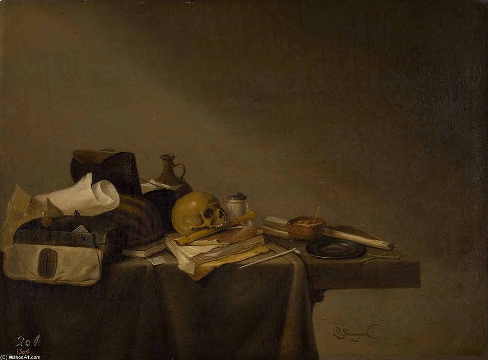 Wikioo.org - The Encyclopedia of Fine Arts - Painting, Artwork by Pieter Steenwijck - Emblema De La Muerte