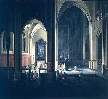 Wikioo.org - The Encyclopedia of Fine Arts - Painting, Artwork by Pieter Neefs The Elder - Interior Of A Gothic Church