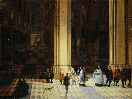 Wikioo.org - The Encyclopedia of Fine Arts - Painting, Artwork by Peeter Neeffs The Elder - Interior Of Antwerp Cathedral By Night