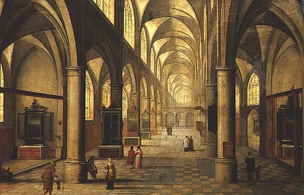 Wikioo.org - The Encyclopedia of Fine Arts - Painting, Artwork by Peeter Neeffs The Elder - Interior Of Cathedral With Figures