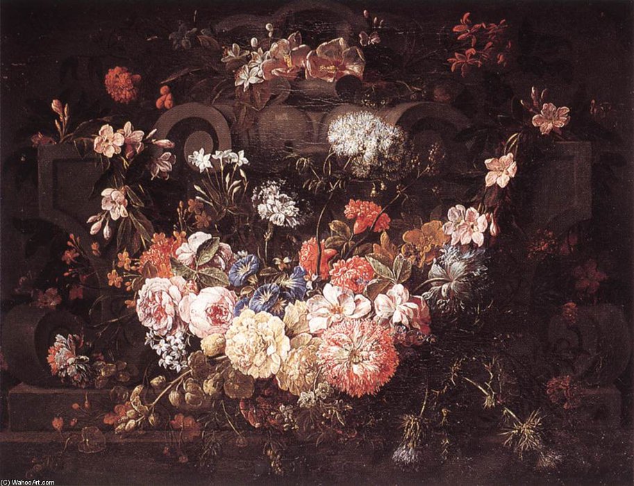 WikiOO.org - Encyclopedia of Fine Arts - Malba, Artwork Pieter The Younger Holsteyn - Cartouche With Flowers