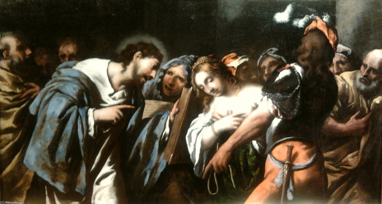 Wikioo.org – L'Enciclopedia delle Belle Arti - Pittura, Opere di Detto Pietro Della Vecchia Pietro Muttoni - Cristo e l adultera