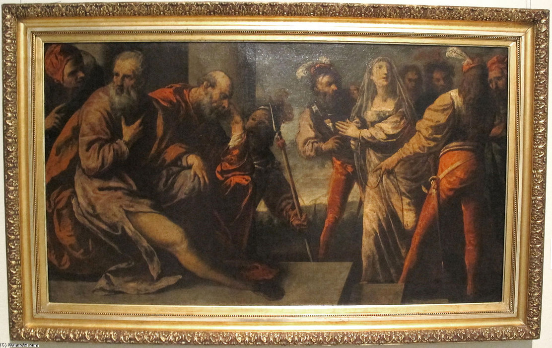 Wikioo.org - The Encyclopedia of Fine Arts - Painting, Artwork by Pietro Della Vecchia - L'adultera E I Farisei