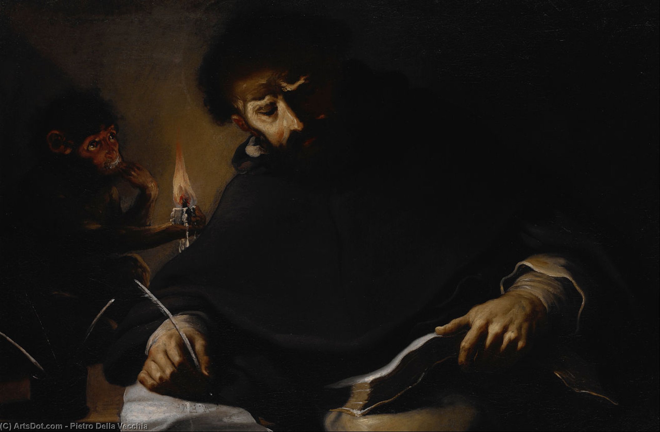 Wikioo.org - The Encyclopedia of Fine Arts - Painting, Artwork by Pietro Della Vecchia - St. Dominic And The Devil