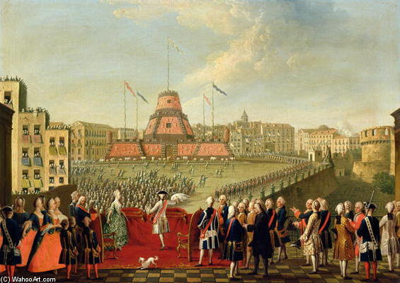 Wikioo.org - The Encyclopedia of Fine Arts - Painting, Artwork by Pietro Fabris - Fete At Naples On The Occasion Of The Marriage Of King Ferdinand I To The Archduchess Ma