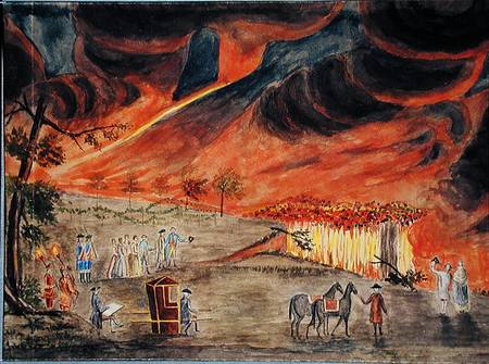 WikiOO.org - 백과 사전 - 회화, 삽화 Pietro Fabris - Sir William Hamilton Studying The Eruption Of Vesuvius In