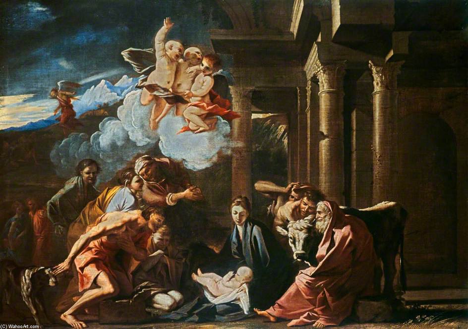 Wikioo.org - สารานุกรมวิจิตรศิลป์ - จิตรกรรม Pietro Testa - The Adoration Of The Shepherds