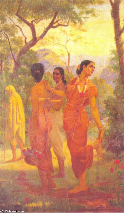 WikiOO.org - Enciclopédia das Belas Artes - Pintura, Arte por Raja Ravi Varma - Looks Of Love