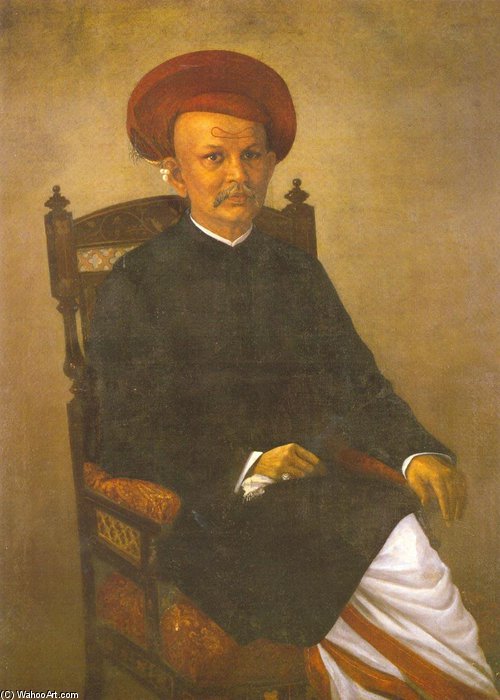 Wikioo.org - The Encyclopedia of Fine Arts - Painting, Artwork by Raja Ravi Varma - Portrait Of Gentleman