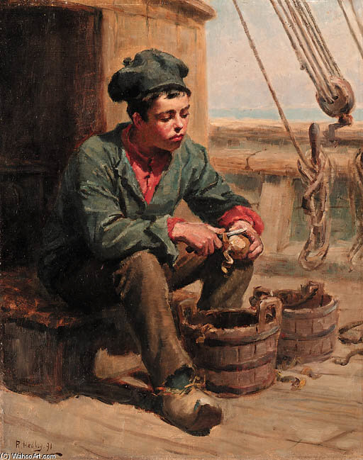 WikiOO.org - Encyclopedia of Fine Arts - Festés, Grafika Ralph Hedley - The Cabin Boy