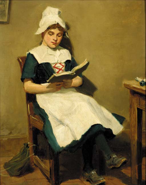 Wikioo.org - The Encyclopedia of Fine Arts - Painting, Artwork by Ralph Hedley - The Country School Girl