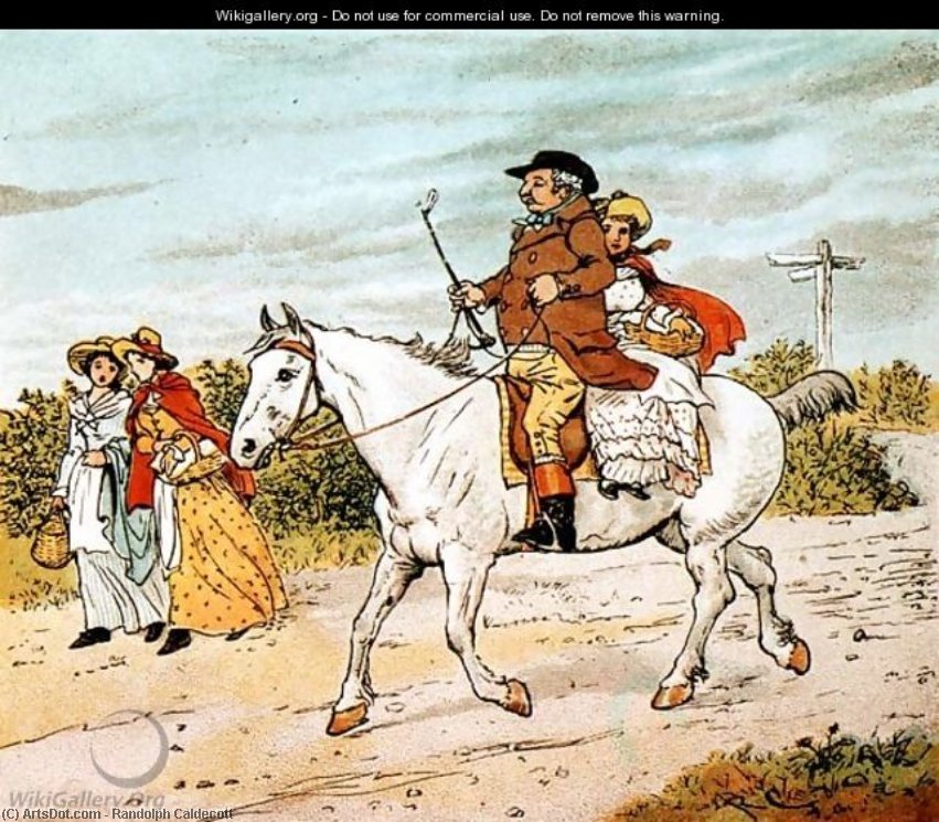 Wikioo.org - The Encyclopedia of Fine Arts - Painting, Artwork by Randolph Caldecott - A Farmer Went Trotting Upon His Grey Mare