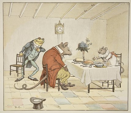 Wikioo.org - The Encyclopedia of Fine Arts - Painting, Artwork by Randolph Caldecott - Pray, Miss Mouse, Will You Give Us Some Beer -