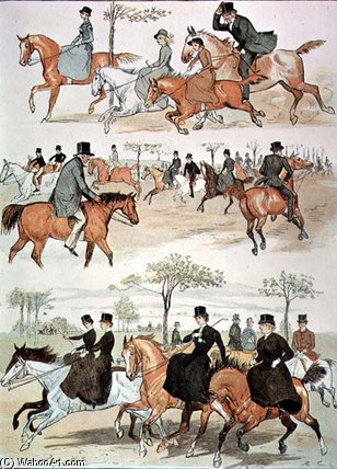 WikiOO.org - Encyclopedia of Fine Arts - Festés, Grafika Randolph Caldecott - Riding Side-saddle