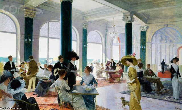 Wikioo.org - The Encyclopedia of Fine Arts - Painting, Artwork by Rene Lelong - Afternoon Tea