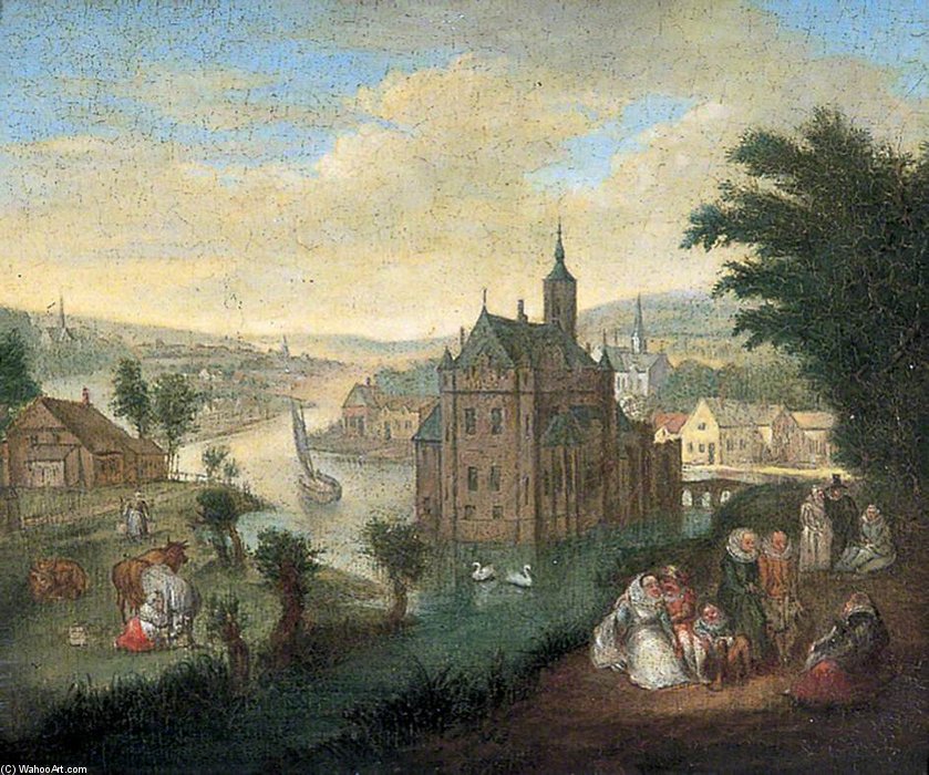 Wikioo.org - The Encyclopedia of Fine Arts - Painting, Artwork by Reyer Van Blommendael - Landscape With Cottages