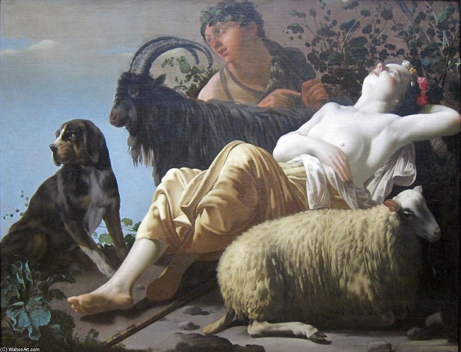 Wikioo.org - The Encyclopedia of Fine Arts - Painting, Artwork by Reyer Van Blommendael - Shepherd And Sleeping Shepherdess
