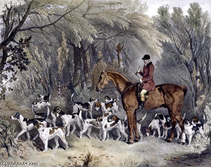 WikiOO.org - 百科事典 - 絵画、アートワーク Richard Barrett Davis - ドニントン猟犬にW.ヘッド、ハンツマン、