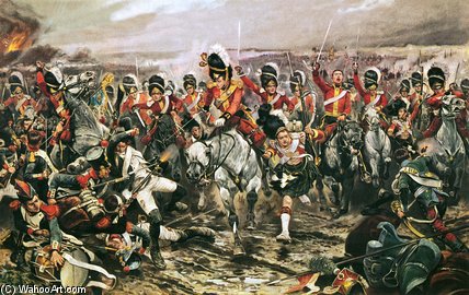 Wikioo.org - The Encyclopedia of Fine Arts - Painting, Artwork by Richard Caton De Woodville - Charge Of The Scots Greys At Waterloo