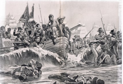 Wikioo.org - สารานุกรมวิจิตรศิลป์ - จิตรกรรม Richard Caton De Woodville - The Landing Of The British Troops In Aboukir Bay