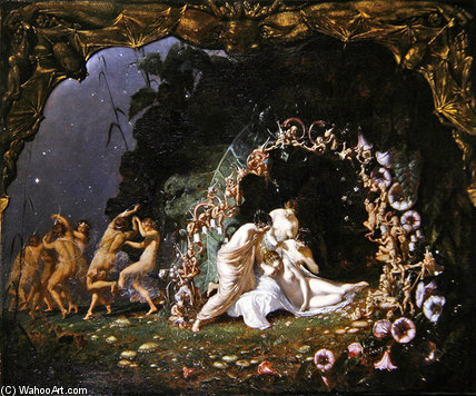 WikiOO.org - Εγκυκλοπαίδεια Καλών Τεχνών - Ζωγραφική, έργα τέχνης Richard Dadd - Titania Sleeping